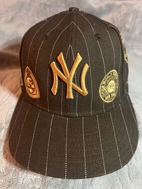 New Era 59FIFTY NY Yankees World Series 1923-1950 Fitted Hat Brown Pinstripe 7.5